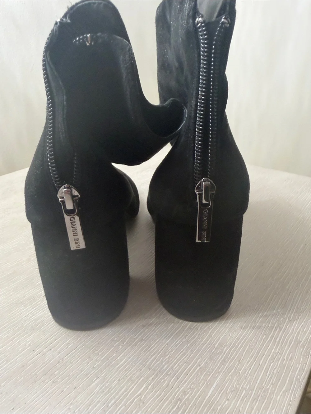 Gianni Bini Black Suede Ankle Booties with Block Heel